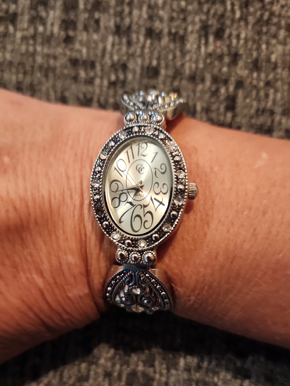 Silver Crystal Accent Oval Women’s Watch